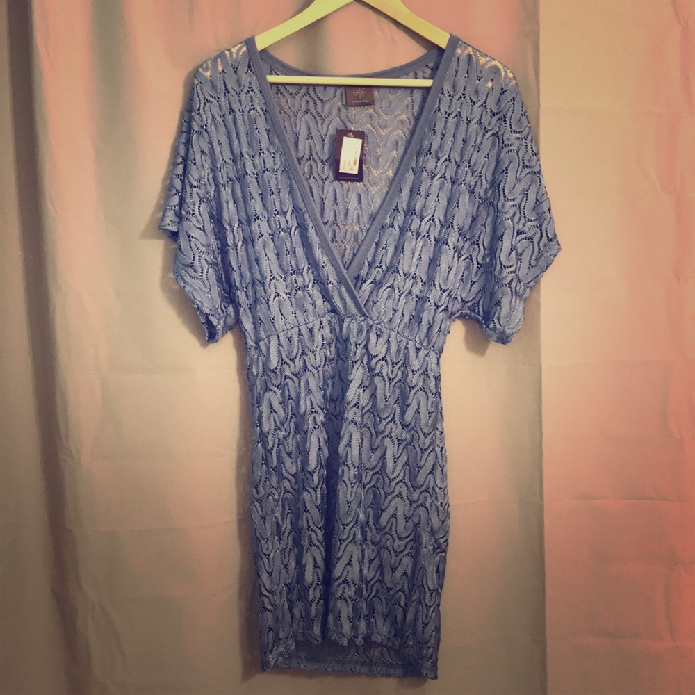 Baby Blue Lace Beach Wear Cover ups